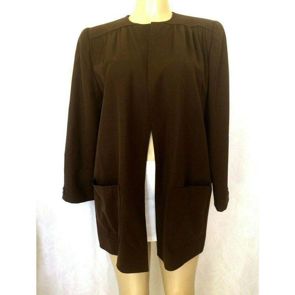 Valentino Open Jacket Blazer Brown Wool Lined 48
